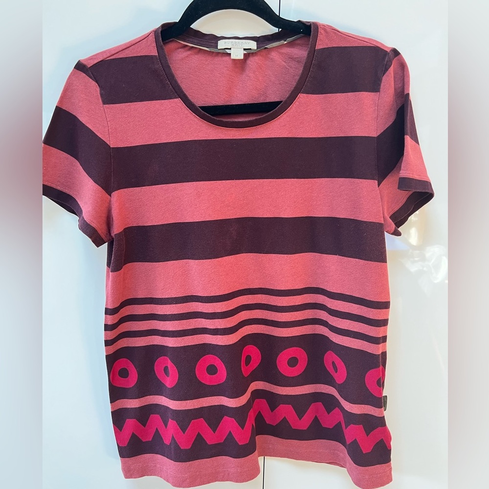 Authentic Burberry Brit T-shirt Printed Striped Short Sleeve Size M